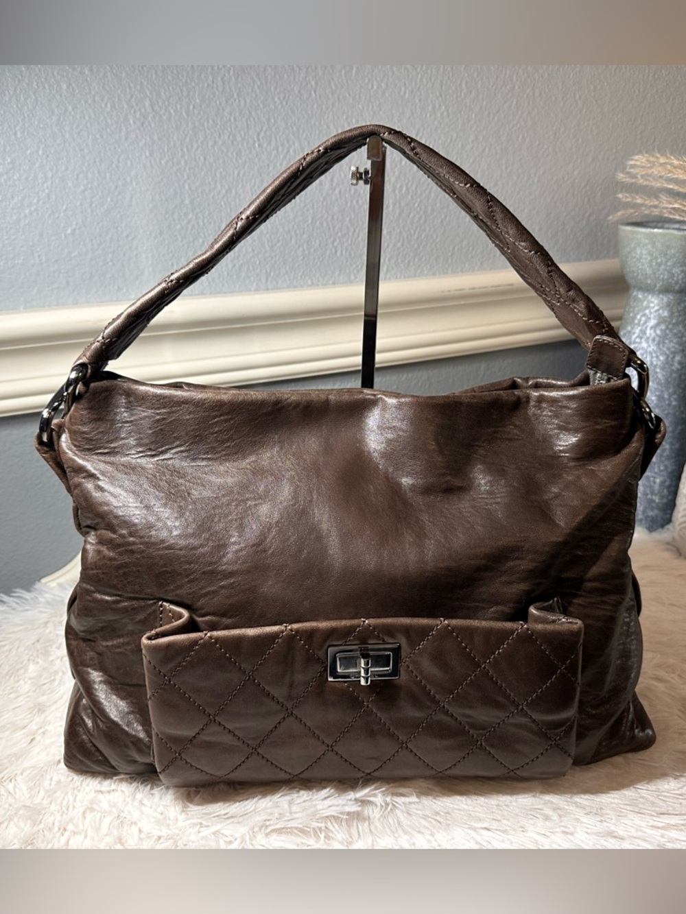 Chanel 8 knots Quilted Leather Hobo Bag with Gunmetal hardware